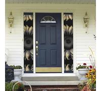 Bannières de porche à suspendre - Bannière de porche « Welcome Summer » - Panneau de porche « Happy Birthday » - Bannière de fond de photo - Bannière de fête tournesol noire - Panneaux de porte