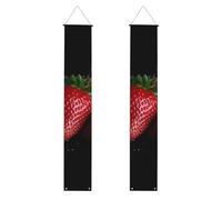 Bannières de porche à suspendre en forme de fraise rouge - Panneau de porte d'été - Bannière de fête - Fond photo pour bienvenue - Décoration intérieure et extérieure
