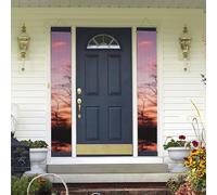 Bannières de porche à suspendre - Fond crépuscule rose - Bannières de porche « Happy Birthday » - Bannière de porte d'entrée pour fête de vacances - Décoration intérieure et extérieure