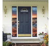 Bannières de porche à suspendre, plage, hawaïen, coucher de soleil, vagues, nuages, bienvenue d'été, bannière de porche « Happy Birthday » - Bannière de porte d'entrée pour fête d'intérieur