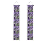 Bannières de porche imprimées avec fleurs de lavande violettes pour décorations de vacances et de fête, panneau de bienvenue personnalisé réutilisable
