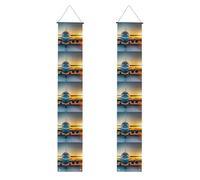 Bannières de porche imprimées avion au coucher du soleil pour décorations de vacances et de fête, panneau de bienvenue personnalisé réutilisable