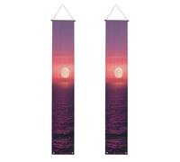 Bannières de porche imprimées Bright Moon at Sea Hippie pour décorations de vacances et de fête, panneau de bienvenue personnalisé réutilisable