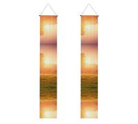 Bannières de porche imprimées cheval au crépuscule, bannières décoratives à suspendre, adaptées pour les décorations de fête intérieures et extérieures.