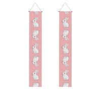 Bannières de porche imprimées de lapin mignon, bannières décoratives à suspendre, adaptées pour les fêtes, décoration d'intérieur et d'extérieur multi-scènes