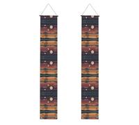 Bannières de porche imprimées de lune du soir, bannières décoratives à suspendre, adaptées pour les fêtes, décoration d'intérieur et d'extérieur multi-scènes