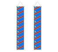 Bannières de porche imprimées Drapeau du Congo - Réutilisables - Décoration de bienvenue