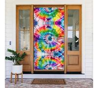 Bannières de porche imprimées Tie Dye Hippies - Bannières de bienvenue à suspendre - Décoration de porte - Décoration intérieure et extérieure