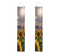 Bannières de porche imprimées tournesols et lumière du soleil pour décorations de vacances et de fête, panneau de bienvenue personnalisé réutilisable