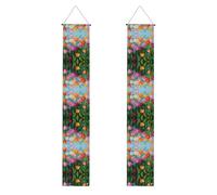 Bannières de porte d'Halloween imprimées de tulipes pour porte d'entrée, décorations intérieures et extérieures