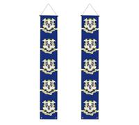 Bannières de porte d'Halloween imprimées drapeau de l'État du Connecticut, bannières de porche pour porte d'entrée, décorations intérieures et extérieures