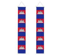 Bannières de porte d'Halloween imprimées drapeau du Cambodge, bannières de porche pour porte d'entrée, décorations intérieures et extérieures