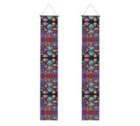 Bannières de porte imprimées astronautes et extraterrestres, décoration extérieure, utilisation intérieure et extérieure, facile à accrocher et réutilisable