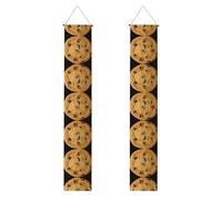 Bannières de porte imprimées de biscuits au chocolat pour une utilisation intérieure ou extérieure, pour porte d'entrée, jardin et décorations de fête
