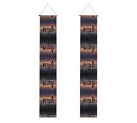 Bannières de porte imprimées Los Angeles Skyline pour intérieur et extérieur, pour porte d'entrée, jardin et décorations de fête