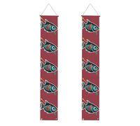 Bannières de porte motif poisson avec un leurre, décoration extérieure, utilisation intérieure et extérieure, facile à accrocher et réutilisable