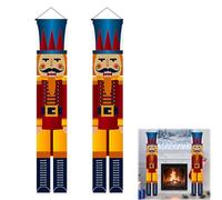 Bannières de Porte Noël Banderole Joyeux Noël, Décoration de extérieur intérieur - 2 pièces pancartes de soldat casse-noisette 180x30cm - rouge et noir - pour porte, balcon, jardin, vitrine