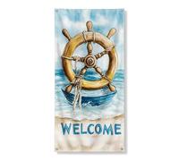 Bannières de protection de porte de bienvenue nautique - Décoration de porte d'entrée sur le thème de l'océan - Décoration d'intérieur ou d'extérieur - Décoration de plage d'été - 91,4 x 183 cm
