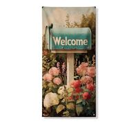 Bannières de protection de porte vintage à motif floral pour boîte aux lettres de bienvenue, décoration de jardin, décoration d'intérieur et d'extérieur inspirée du printemps, 91,4 x 183 cm