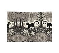 Bannières de vacances à motif chat noir dans une forêt étrange et toiles de fond suspendues - Décorez facilement votre scène de fête