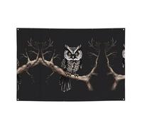 Bannières de vacances à motif hibou de fin de nuit et toiles de fond suspendues - Décorez facilement votre scène de fête