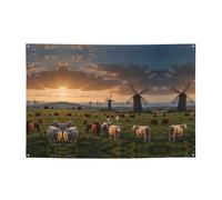 Bannières de vacances à motifs bovins et moutons et toiles de fond à suspendre - Décorez facilement votre scène de fête