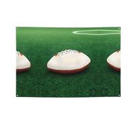 Bannières de vacances blanches à motif ballon de rugby et toiles de fond à suspendre - Décorez facilement votre scène de fête