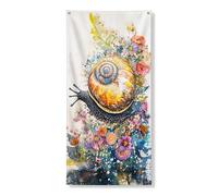 Bannières décoratives colorées en forme d'escargot - Décoration de porte d'entrée sur le thème du jardin - Décoration intérieure ou extérieure - Décoration de vacances de printemps - 91,4 x 183 cm