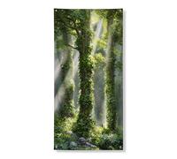 Bannières décoratives de porte de forêt luxuriante, paysage naturel enchanté, décoration de porte d'entrée, intérieur ou extérieur, toile de fond à suspendre au printemps, 91,4 x 183 cm