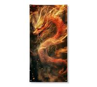 Bannières décoratives de porte motif dragon flamboyant, œuvre d'art de bête ardente mystique pour décoration d'intérieur et d'extérieur, toile de fond à suspendre sur le thème de l'automne, Halloween