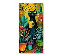 Bannières décoratives fantaisistes pour porte de chat - Motifs de plantes colorées - Décoration d'intérieur et d'extérieur - Fournitures de vacances de festival de printemps - 91,4 x 183 cm