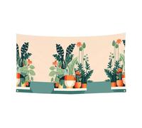 Bannières décoratives imprimées avec de petites plantes vertes de style dessin animé, idéales pour les réunions de famille, les cérémonies de remise de diplômes et la décoration murale de photos