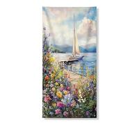 Bannières décoratives pour porte d'entrée, paysage aquatique serein, décoration de porte d'entrée, décoration d'été extérieure de 91,4 x 182,9 cm