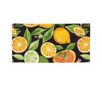 Bannières et panneaux à motif d'agrumes pour extérieur et intérieur - Bannière personnalisée avec œillets - Toile de fond d'anniversaire, affiche de fond pour photo pour mariage, événement - Taille S