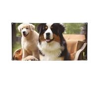 Bannières et panneaux de famille de chiens pour extérieur et intérieur - Bannière personnalisée avec œillets - Toile de fond d'anniversaire, affiche de fond pour photo pour mariage, événement - Taille