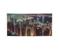 Bannières et panneaux de Hong Kong - Décoration de fête pour extérieur et intérieur - Bannière personnalisée avec œillets - Toile de fond d'anniversaire - Poster - Fond photo pour mariage - Taille S