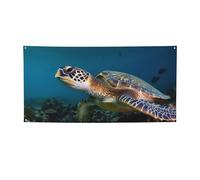 Bannières et panneaux de tortue de mer pour extérieur et intérieur - Bannière personnalisée avec œillets - Toile de fond d'anniversaire, affiche de fond pour mariage - Taille M