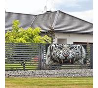 Bannières et panneaux en forme de tigre blanc en colère avec corde de suspension de 89,9 x 180,9 cm, bannière de fête, affiche de fond de fête, intérieur, extérieur, Nouvel An, remise de diplôme