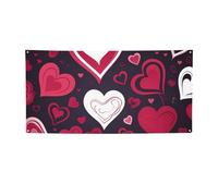Bannières et panneaux « Happy Valentine's Day » - Décoration de fête pour extérieur et intérieur - Bannière personnalisée avec œillets - Toile de fond d'anniversaire - Poster - Fond photo pour
