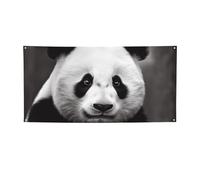 Bannières et panneaux mignons en forme de panda noir et blanc pour extérieur et intérieur - Bannière personnalisée avec œillets - Toile de fond d'anniversaire - Fond photo pour mariage - Taille M