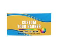 Bannières et panneaux personnalisés pour l'extérieur - Créez votre propre bannière - Texte photo personnalisé - Logo - Nom de l'image pour exposition d'entreprise, événement, fête d'anniversaire