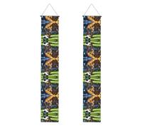 Bannières imprimées de porche en forme de petit tigre jouant au football, bannières décoratives à suspendre, adaptées pour l'intérieur et l'extérieur, le jardin, la décoration de porche