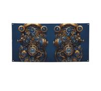 Bannières imprimées en bronze avec engrenages d'horloge siècle pour intérieur/extérieur, décoration hip-hop sur le thème des événements