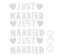 Bannières Just Married, Papier, 33 Lettres, 6 Formes Amour, 3 Cordes - Décoration Mariage, Accessoire Polyvalent, Facile à Utiliser pour Photos et Fêtes