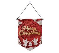 Bannières « Merry Christmas » rouge et blanc à suspendre avec tringle télescopique - Décoration murale pour bureau, école, salle de classe, dortoir, maison suministros para fiesta de a?o nuevo