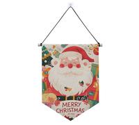 Bannières « Merry Christmas Surprise Santa » à suspendre avec tige télescopique - Décoration extérieure pour porte, murs, fenêtres, jardins, cour