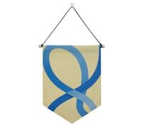 Bannières minimalistes à lignes bleues beiges à accrocher avec tige télescopique - Bannière de fête d'extérieur pour porte, murs, fenêtres, jardins, cour