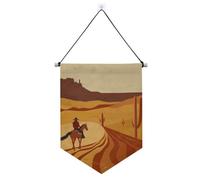 Bannières rétro pour homme du désert à accrocher avec tige télescopique, drapeaux de cour décorations d'extérieur pour porte, murs, fenêtres, jardins, cour