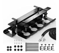 BANNIO Cable Management Bureau, Set de 2 Chemins de Câbles, Range Cable Bureau sans Perçage, Kit Organisateur de Cable, 43CM Passe-câbles Bureau pour Une Gestion des Câbles Ordonnée, Noir