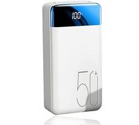 Banque d’Alimentation, 50000Mah Fast Charging s Batterie Externe Portable [3 Sorties 3 entrées] Chargeur Mobile à Affichage LED avec Lampes de Poche pour téléphone et Plus Encore (Blanc)